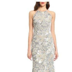Badgley Mischka Grey Silver Mermaid Sequin & Eveni